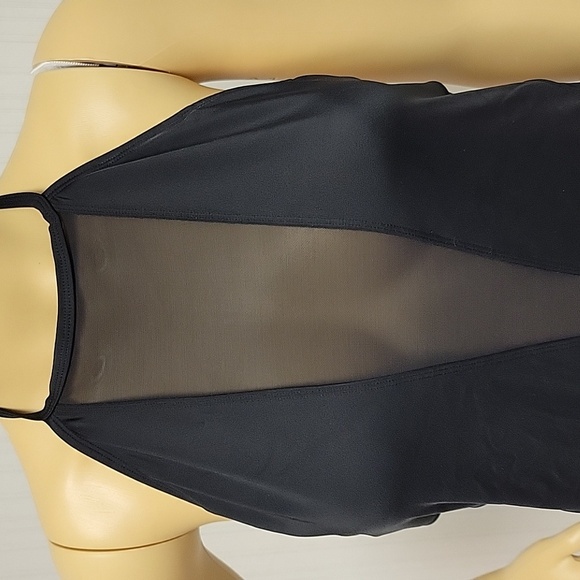 Ted Baker sz 4 black halter top with mesh plunge front - Picture 2 of 7